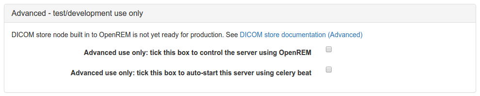 DICOM Store SCP advanced configuration