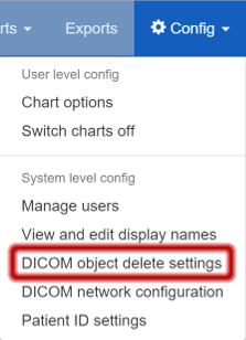 Config menu with delete option highlighted