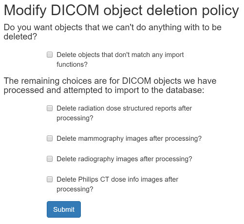 Modify DICOM object delete settings