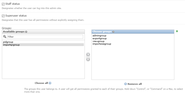 Selecting groups in Django user admin