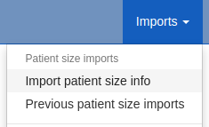 Admin import patient size data menu
