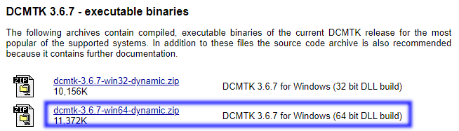 DCMTK download page