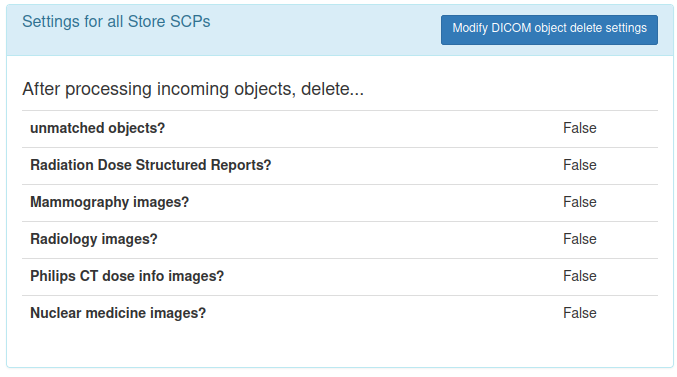 DICOM object deletion poligy review on DICOM config page